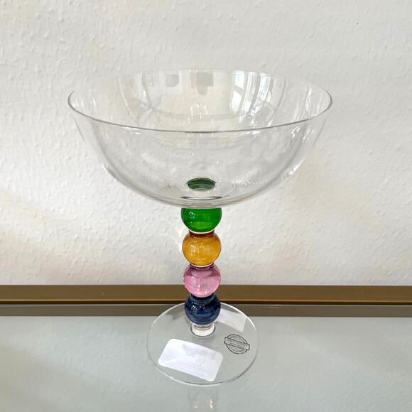 Multicolor Bubble Stemmed Glass Holiday Cocktail Champagne Glassware New - Picture 6 of 7